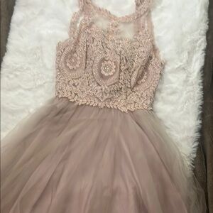 Elegant Pink Embellished Kids Dress